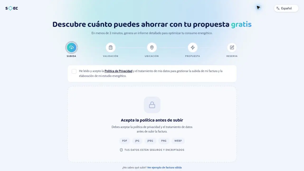 Calculadora de ahorro de SOEC con el proceso de propuesta